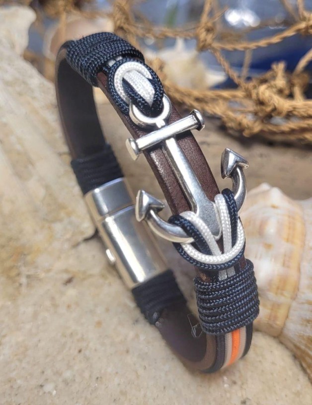 Bracelet nautique ancre orange | Salotto