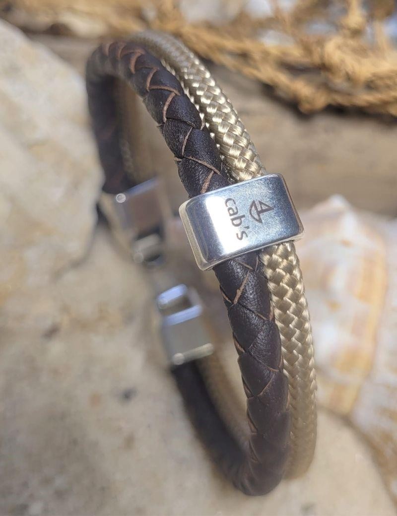 Brazalete náutico de piel trenzada natural | Salotto