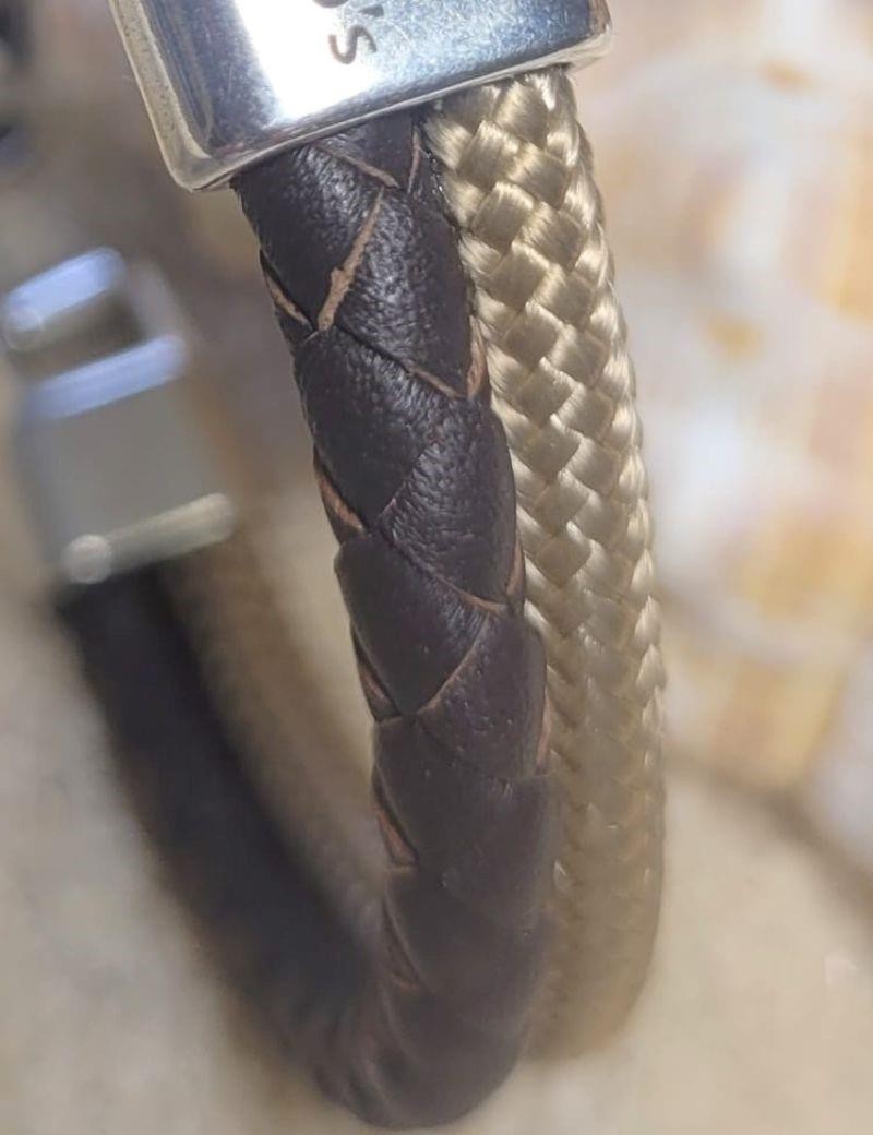 Brazalete náutico de piel trenzada natural | Salotto