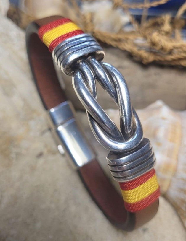 Bracelet nautique cuir nœud métal cuir | Salotto