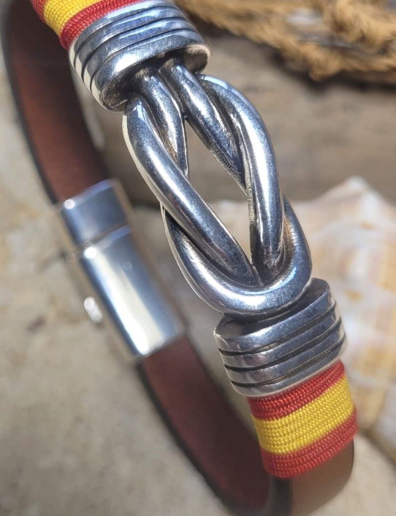 Brazalete náutico piel nudo metal cuero | Salotto