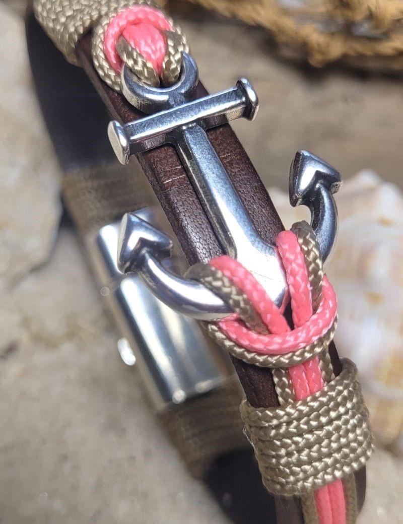 Bracelet nautique ancre rose | Salotto
