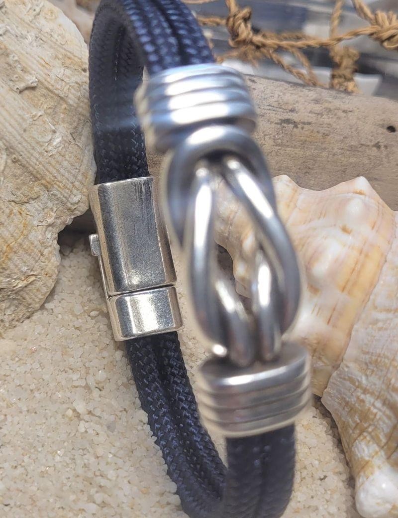 سوار بحري جلد عقدة معدنية أزرق بحري | سالوتو