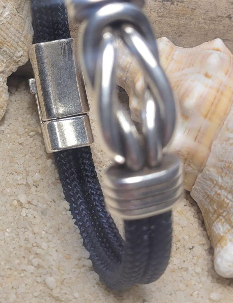 Pulsera nautica piel nudo metal azul marino | Salotto
