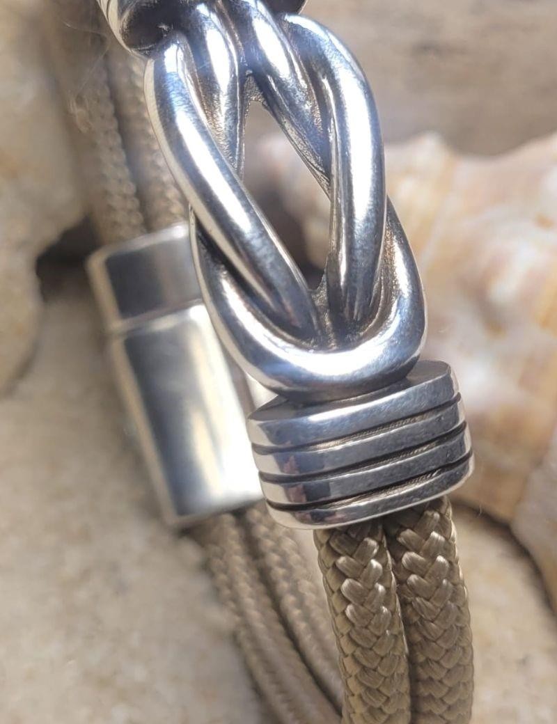 Nautische Armband Leder Knoten Metall Natur | Salotto