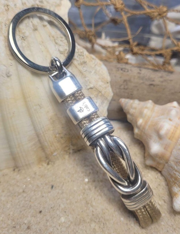 Porte-clés nautique cuir nœud métal naturel | Salotto