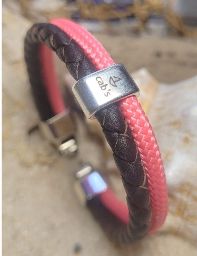 Bracelet nautique en cuir tressé rose | Salotto
