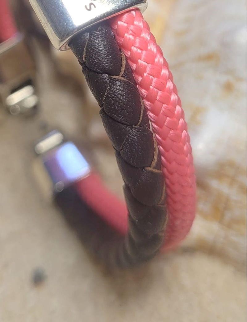 Pulsera nautica piel trenzada rosa | Salotto