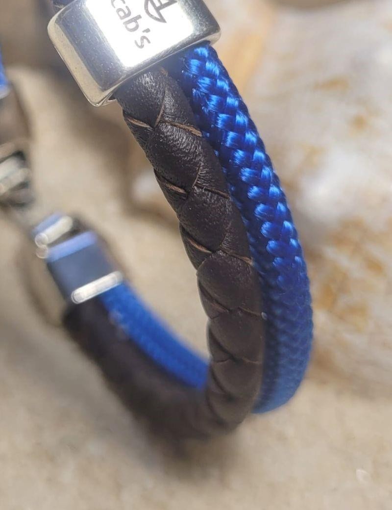 Brazalete náutico de piel trenzada azul real | Salotto