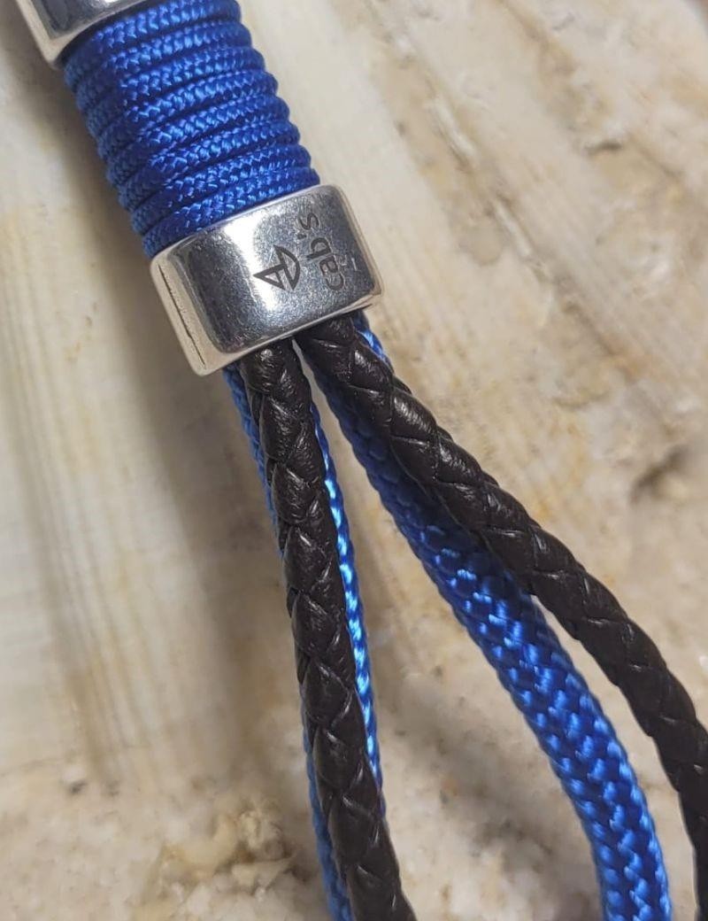 Royal blue braided leather nautical keychain | Salotto