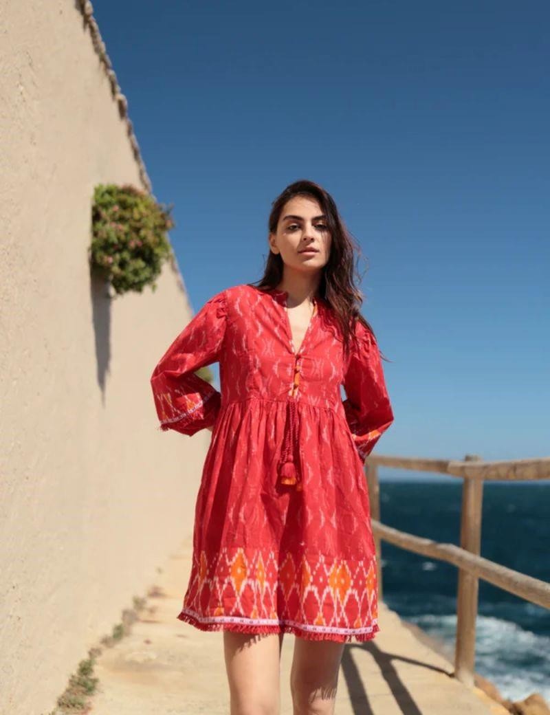 Vestido estampado boho salotto rojo | Salotto