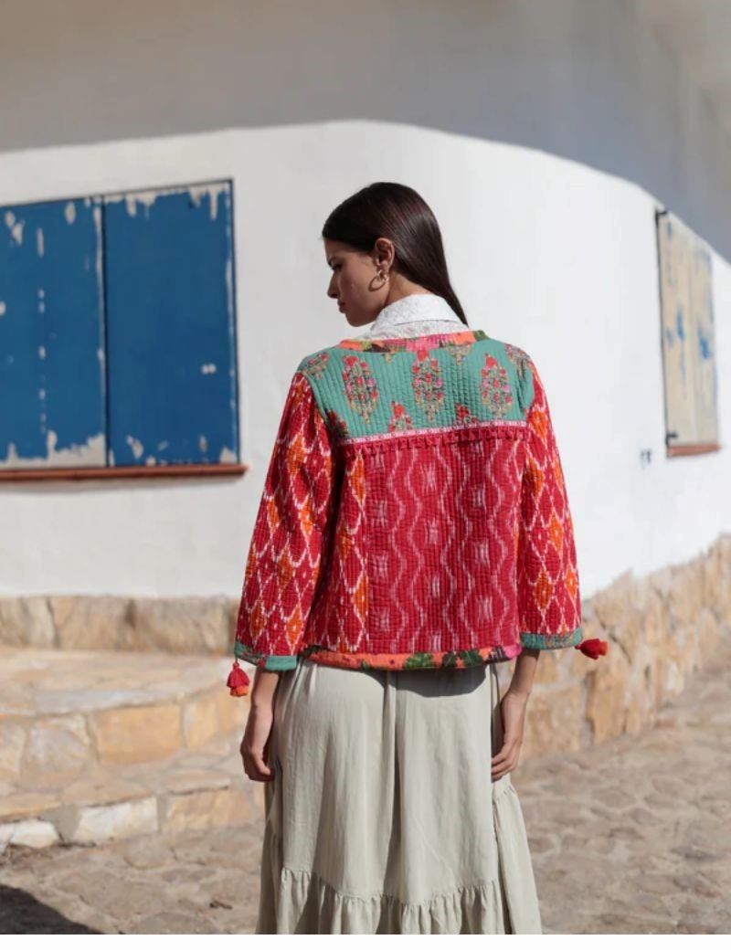 Bohemian gepolsterte Jacke Salotto rot | Salotto