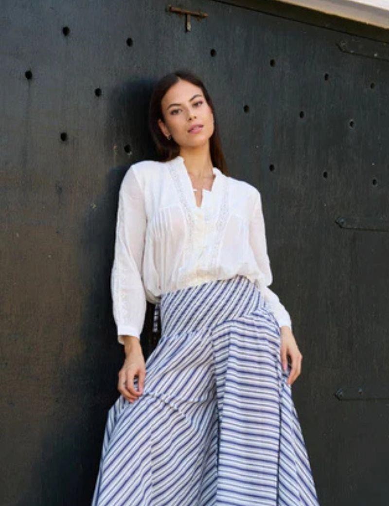 Blouse ajourée plis blanc | Salotto