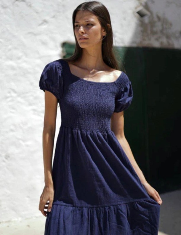 Vestito lungo boho salotto blu navy | Salotto