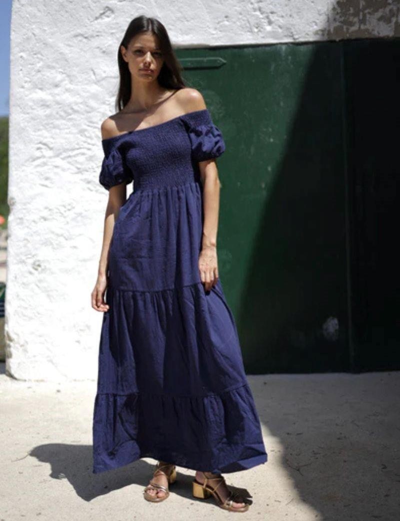 Vestito lungo boho salotto blu navy | Salotto