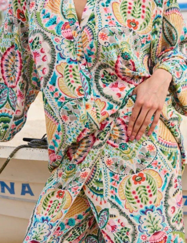 بنطلون عرقي مطبوع متعدد الألوان | سالوتو