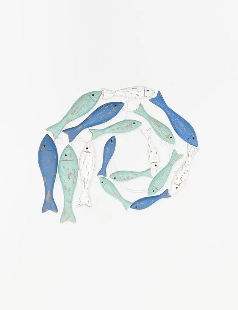 Banco de peces de madera de pared multicolor | Salotto