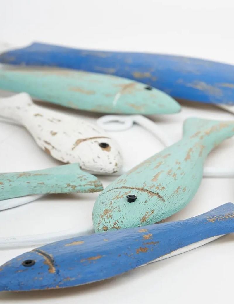 Banco di pesci di legno da parete multicolore | Salotto