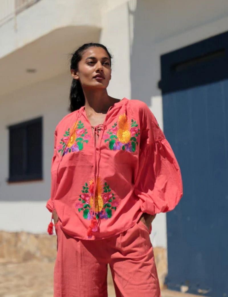 Camicetta ananas boho salotto corallo | Salotto