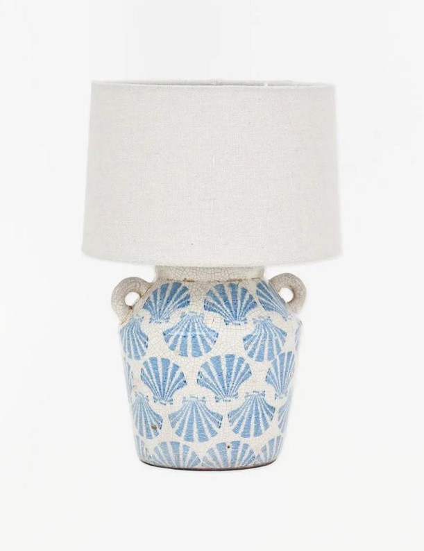 Terrakotta-Lampe Muscheln weiß | Wohnzimmer