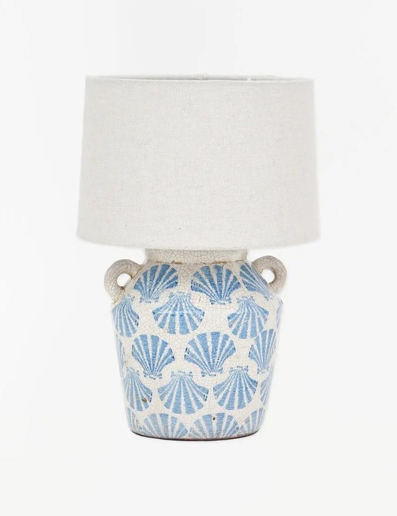 Terrakotta-Lampe Muscheln weiß | Wohnzimmer