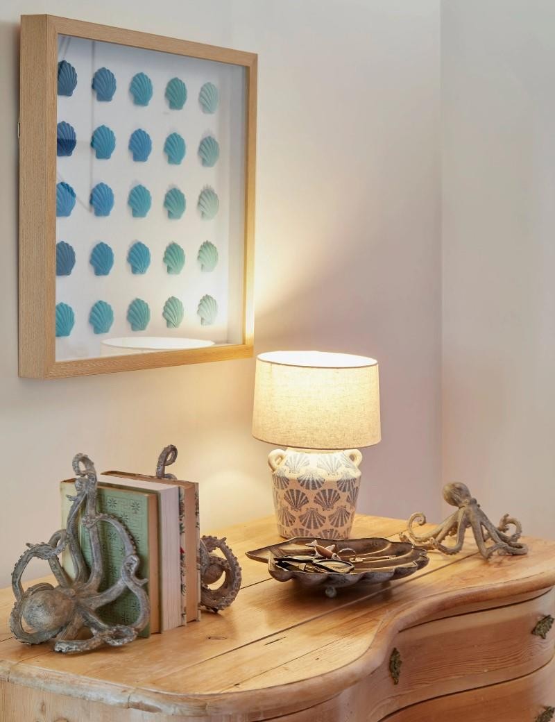 Lampe en terre cuite coquillages blanc | Salon