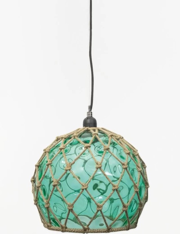 Lámpara de techo boya de cristal verde agua | Salotto
