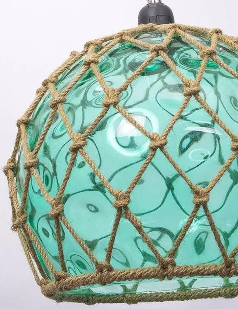 Plafonnier bouée en verre vert d'eau | Salon