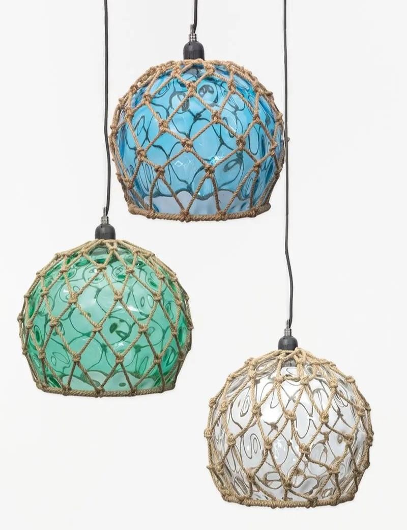 Lámpara de techo boya de cristal verde agua | Salotto
