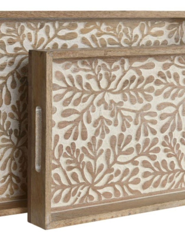 Vassoio naturale floreale di mango | Salotto