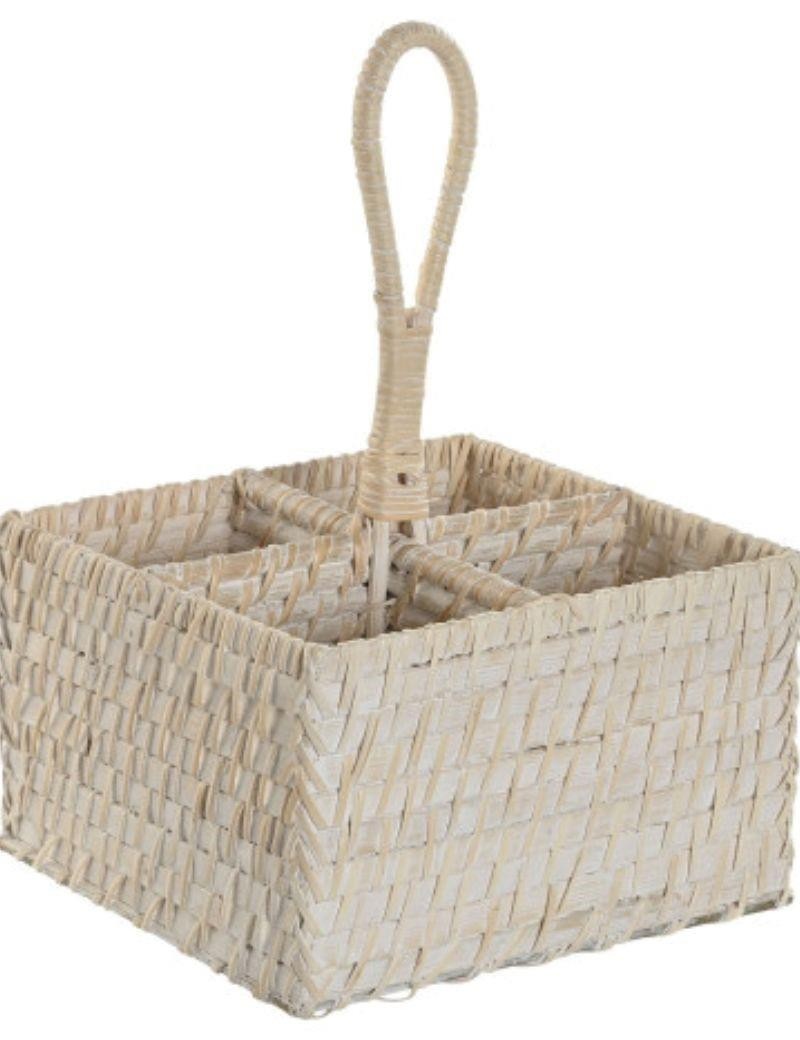 Porte-couverts en bambou rotin blanc | Salotto