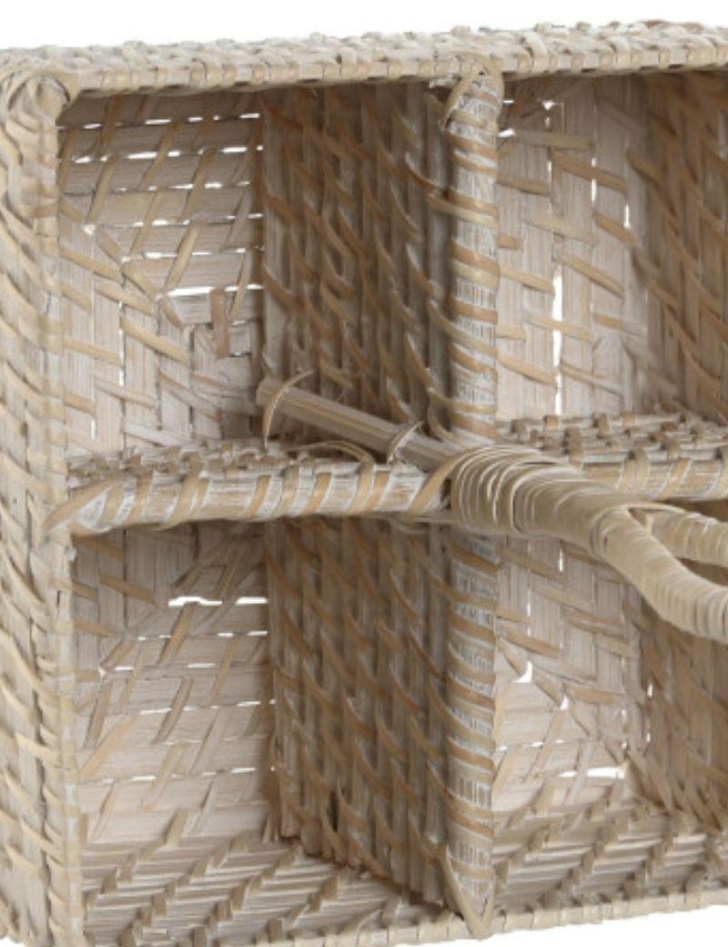 Cubertero bambú rattan blanco | Salotto