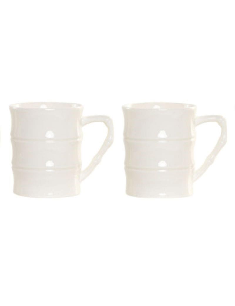 Mug set 4 porcelana y bambú blanco | Salotto