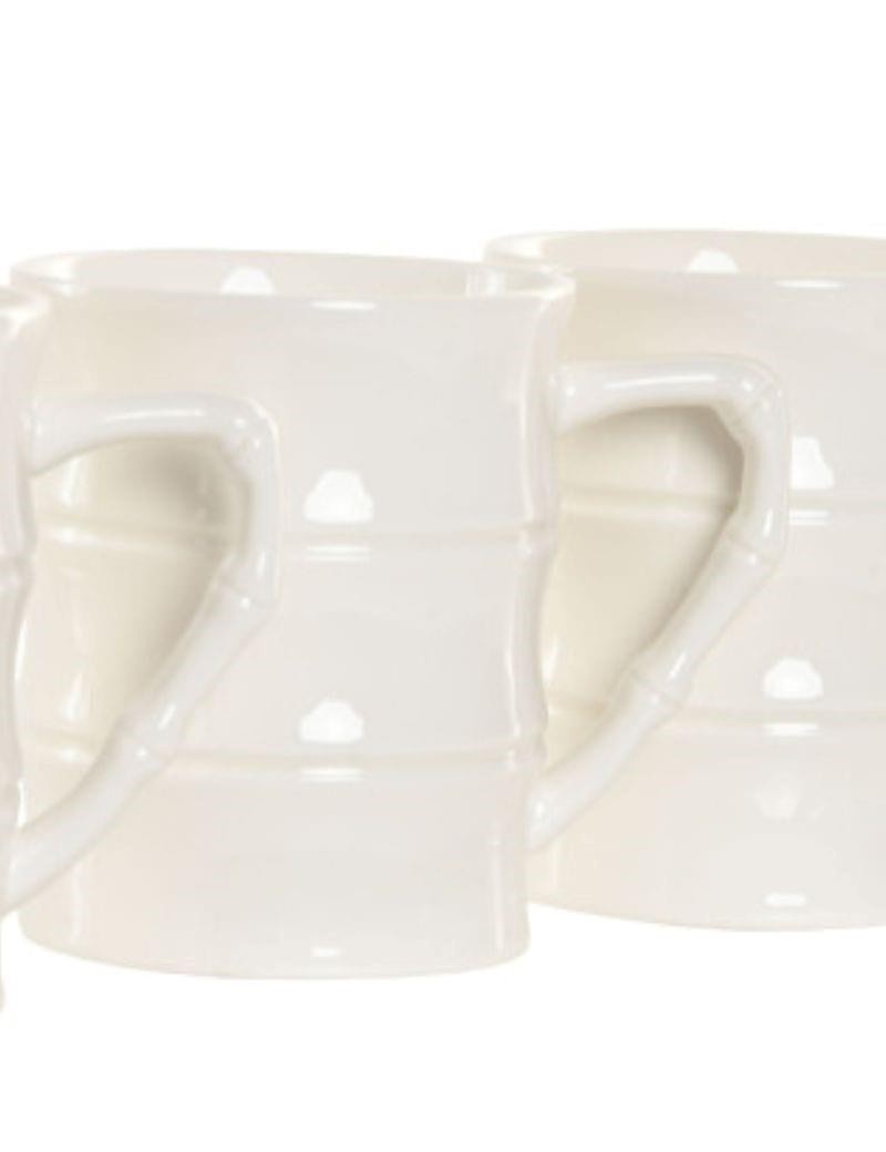 Jeu de 4 mugs porcelaine et bambou blanc | Salotto