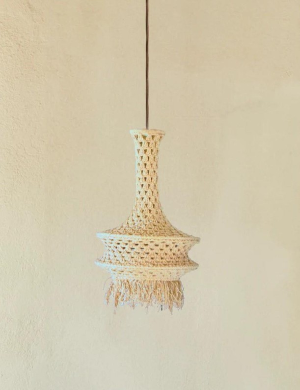 Lámpara de techo croché 30 x 50 cm crudo | Salotto