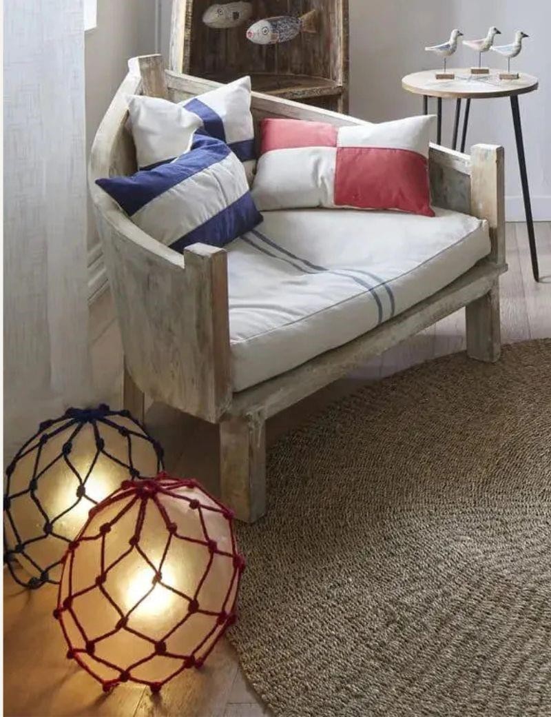 Blue blue rope buoy lamp | Living room