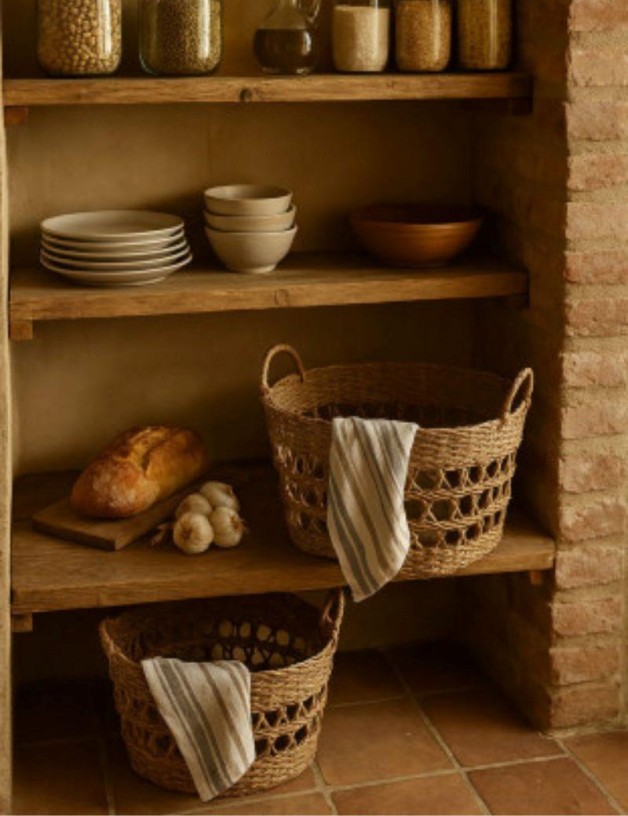 Woven natural fiber basket natural | Living room