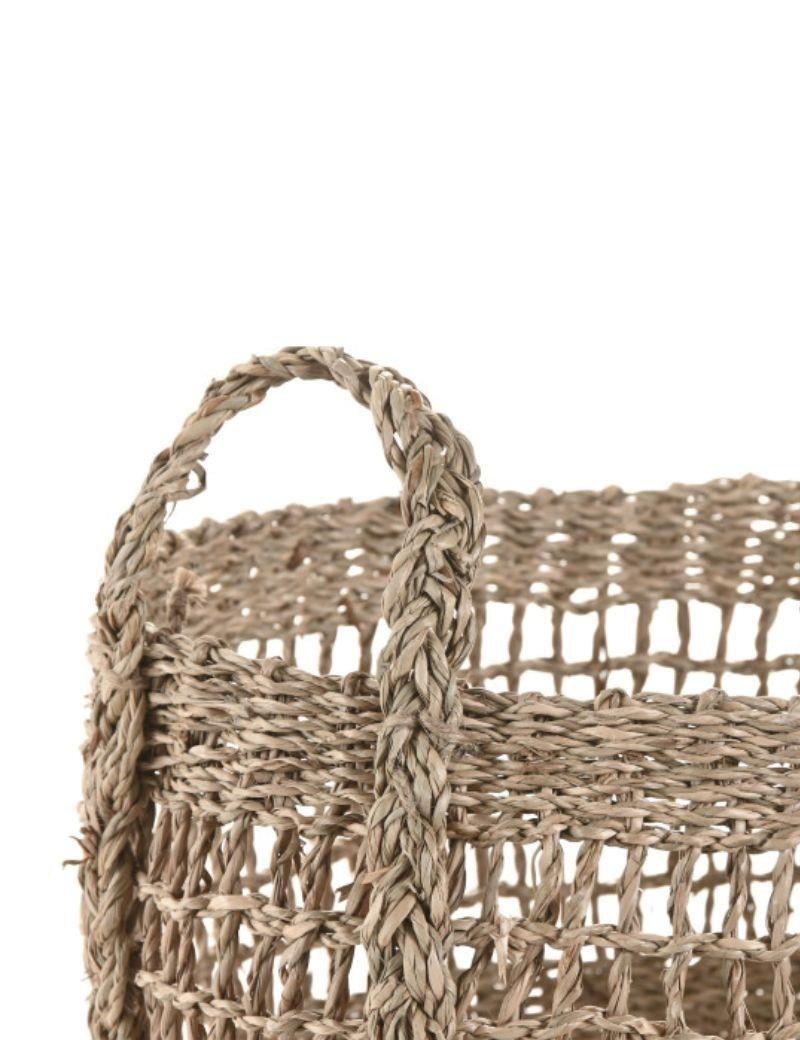 Cesta calada redonda de fibras naturales natural | Salotto