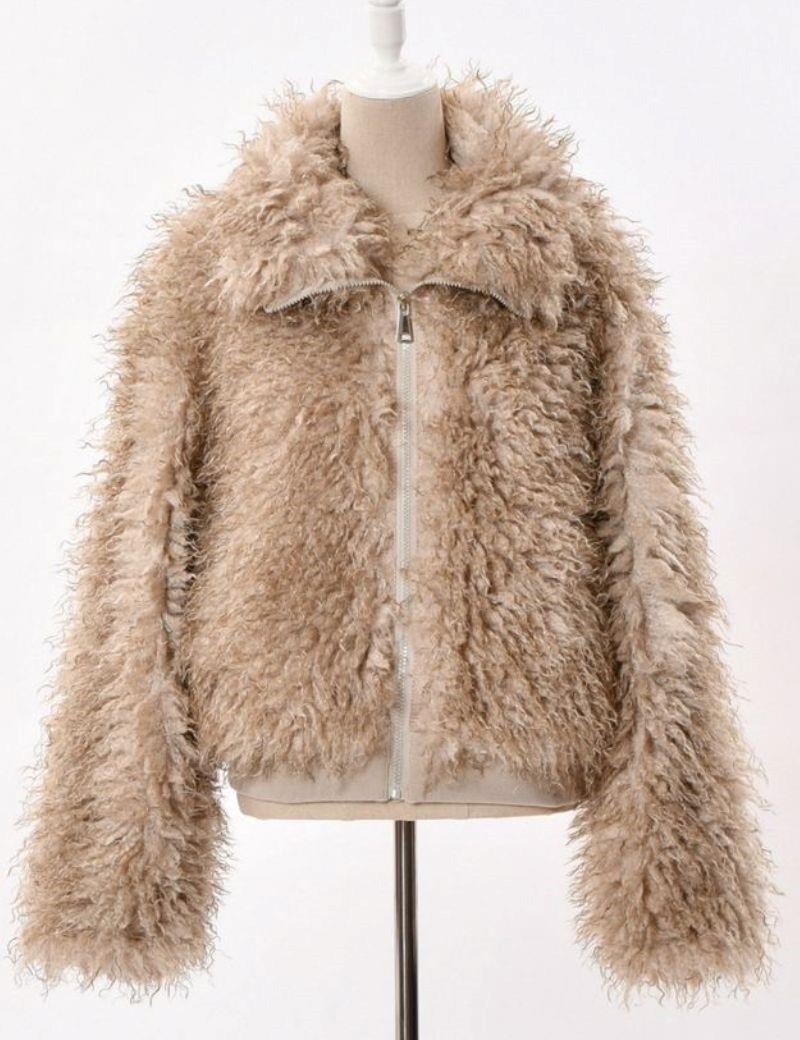 Blouson synthétique poil mouton sable | Salotto
