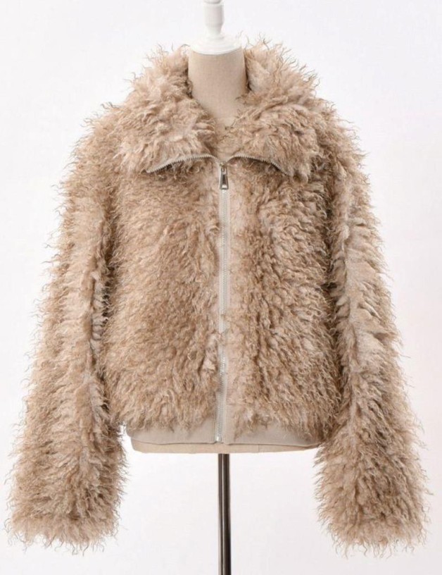 Blouson synthétique poil mouton sable | Salotto