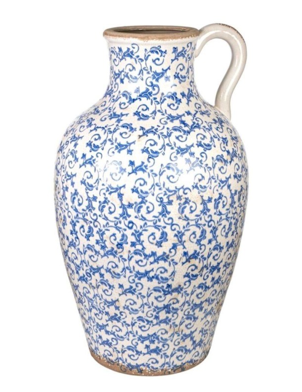Grand vase en porcelaine bleu ancien avec anse | Salotto