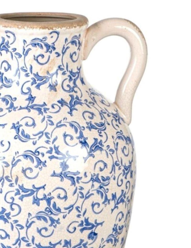 Mittelgroße Porzellanvase mit altmodischem blauem Henkel | Salotto
