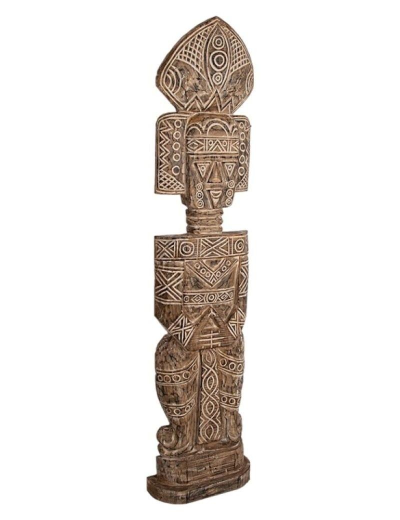 Tribal totem in natural wood – natural ethnic decorative sculpture | Living room