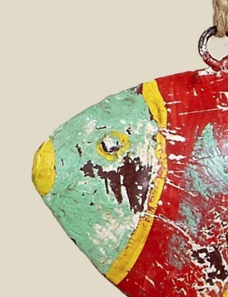 Turquoise blue hanging metal fish figure | Salotto
