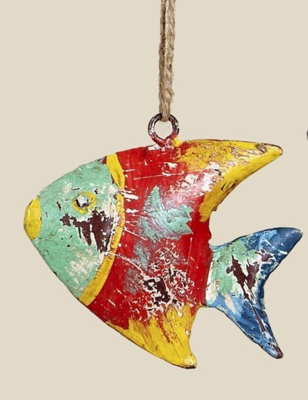 Figura di pesce metallico pendente rosso | Salotto