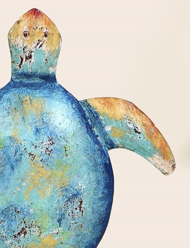 Figure de tortue métallique bleue | Salotto