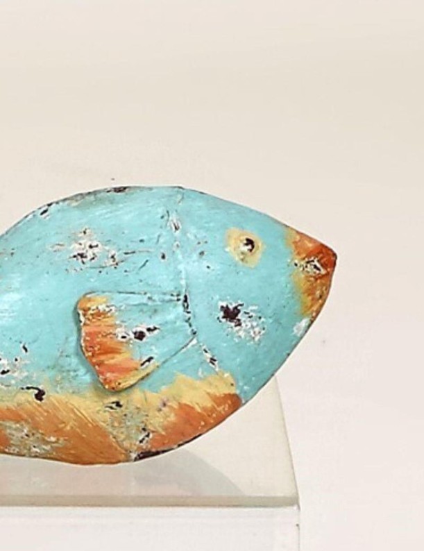 Figura di pesce metallico scorporato per tavolo verde acqua | Salotto