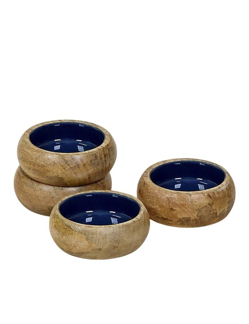 Bol de madera esmaltada liso azul | Salotto