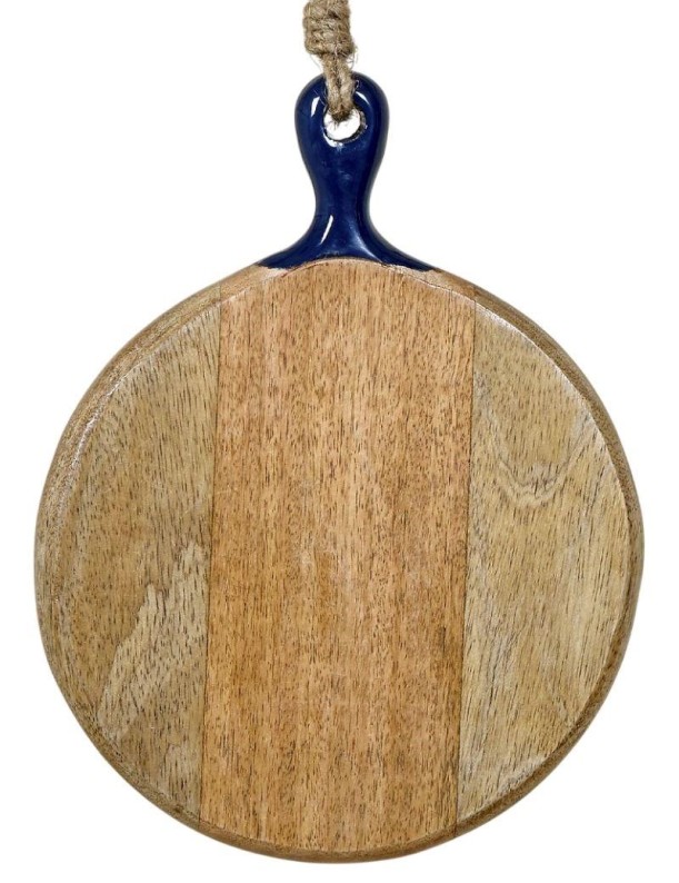 Tavolo rotondo in legno smaltato blu liscio | Salotto