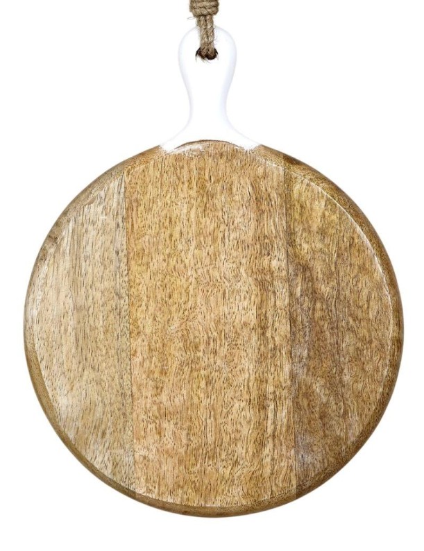 Tabla redonda de madera y esmaltada liso blanco | Salotto